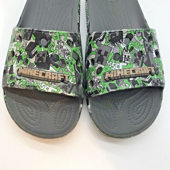 Crocs x Minecraft Iconic Comfort Sandals Men's 5 Women's 7 Gray Classic Slides - Picture 10 of 11